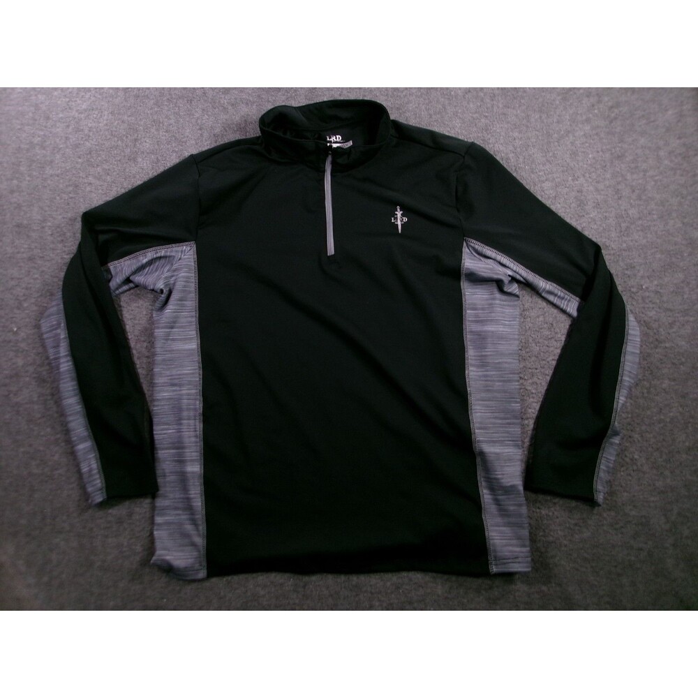 LRD Performance Pullover Men Medium Black Gray Quarter Zip Long Sleeve Shirt
